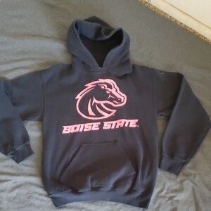 BSU Black Hoodie Sweatshirt Boise State University Sz S Broncos Hot Pink 🔥